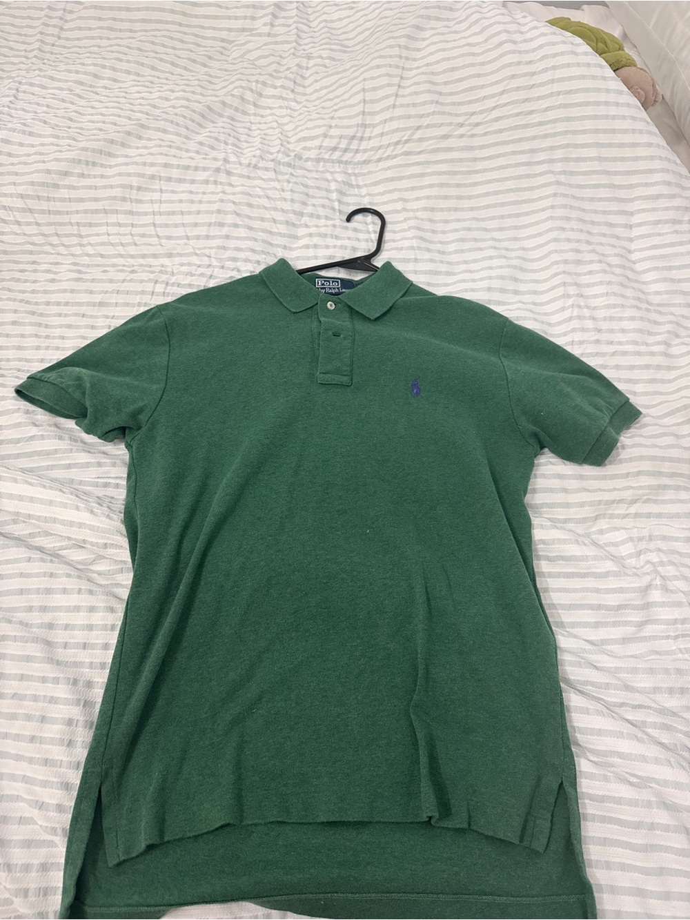Ralph Lauren Men's Forest Green Polo Shirt with Purple Logo